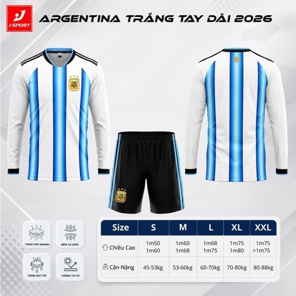 Argentina trắng 26-27 tay dài
